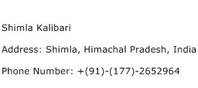 Shimla Kalibari Address Contact Number