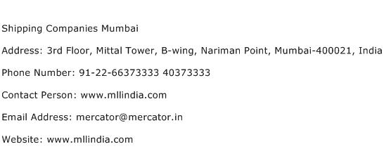 Shipping Companies Mumbai Address Contact Number