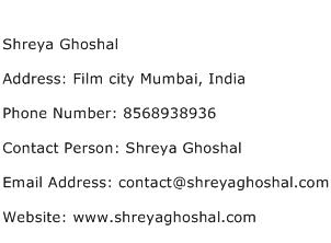 Shreya Ghoshal Address Contact Number