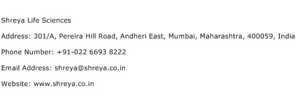 Shreya Life Sciences Address Contact Number