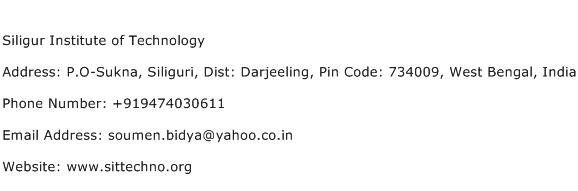 Siligur Institute of Technology Address Contact Number
