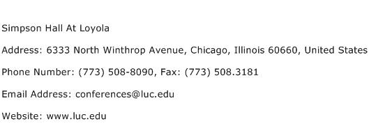 Simpson Hall At Loyola Address Contact Number