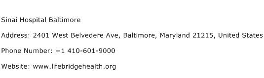 Sinai Hospital Baltimore Address Contact Number