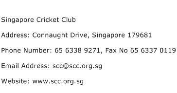 Singapore Cricket Club Address Contact Number