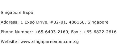 Singapore Expo Address Contact Number