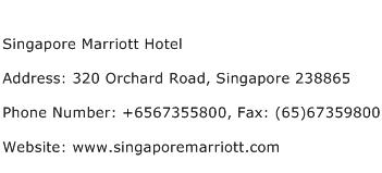 Singapore Marriott Hotel Address Contact Number