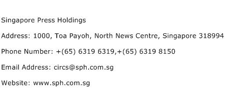 Singapore Press Holdings Address Contact Number