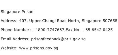Singapore Prison Address Contact Number