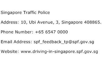 Singapore Traffic Police Address Contact Number