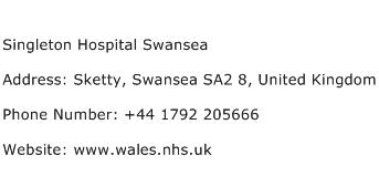 Singleton Hospital Swansea Address Contact Number