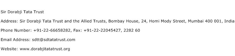 Sir Dorabji Tata Trust Address Contact Number