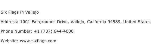 Six Flags in Vallejo Address Contact Number