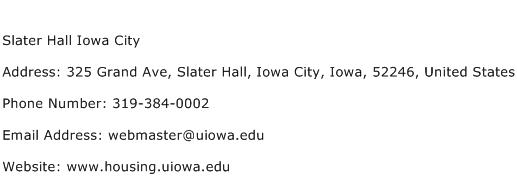 Slater Hall Iowa City Address Contact Number