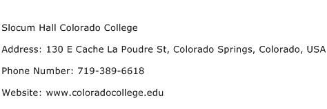 Slocum Hall Colorado College Address Contact Number