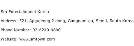 Sm Entertainment Korea Address Contact Number