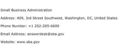 Small Business Administration Address Contact Number