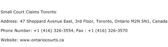 Small Court Claims Toronto Address Contact Number