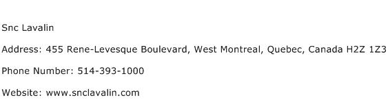 Snc Lavalin Address Contact Number
