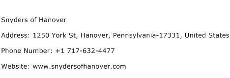 Snyders of Hanover Address Contact Number