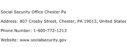 Social Security Office Chester Pa Address Contact Number