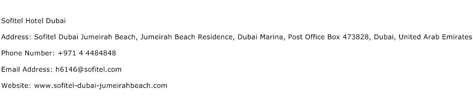 Sofitel Hotel Dubai Address Contact Number
