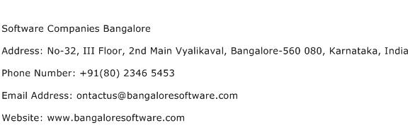 Software Companies Bangalore Address Contact Number