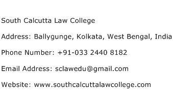 South Calcutta Law College Address Contact Number
