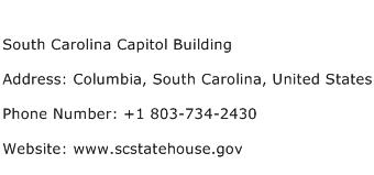 South Carolina Capitol Building Address Contact Number