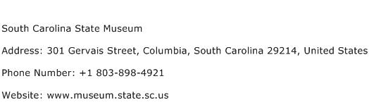 South Carolina State Museum Address Contact Number