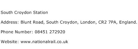 South Croydon Station Address Contact Number