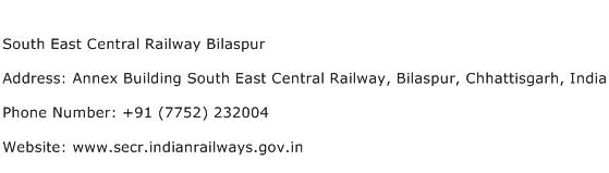 South East Central Railway Bilaspur Address Contact Number