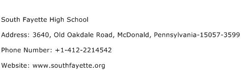 South Fayette High School Address Contact Number