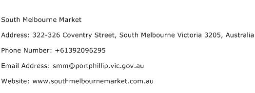 South Melbourne Market Address Contact Number
