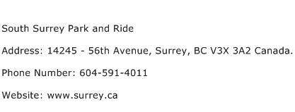 South Surrey Park and Ride Address Contact Number