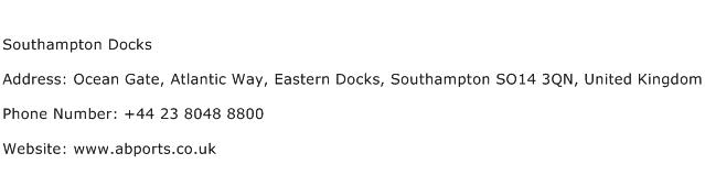 Southampton Docks Address Contact Number