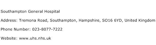 Southampton General Hospital Address Contact Number