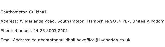Southampton Guildhall Address Contact Number