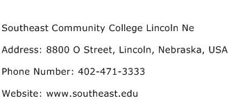 Southeast Community College Lincoln Ne Address Contact Number