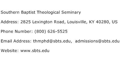 Southern Baptist Theological Seminary Address Contact Number