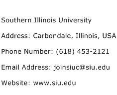 Southern Illinois University Address Contact Number