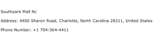 Southpark Mall Nc Address Contact Number