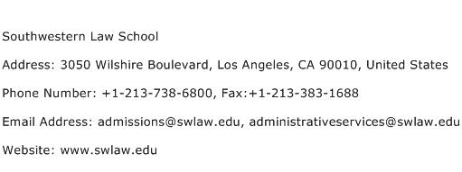 Southwestern Law School Address Contact Number