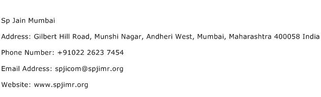 Sp Jain Mumbai Address Contact Number