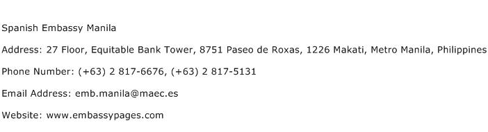Spanish Embassy Manila Address Contact Number