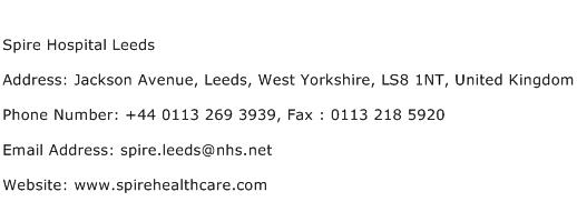 Spire Hospital Leeds Address Contact Number