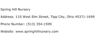 Spring Hill Nursery Address Contact Number