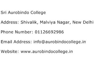 Sri Aurobindo College Address Contact Number