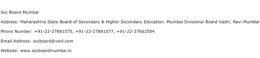 Ssc Board Mumbai Address Contact Number