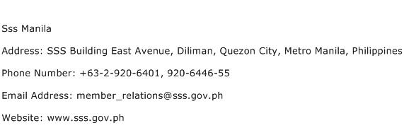 Sss Manila Address Contact Number