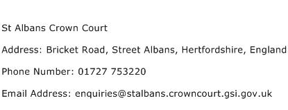 St Albans Crown Court Address Contact Number
